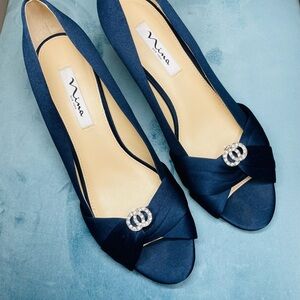 Nina Women's Navy Wedge Shoes